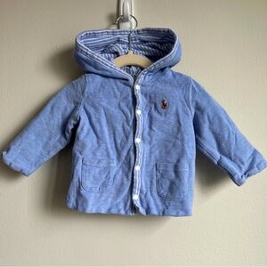 Ralph Lauren Reversible Cotton Baby Jacket Blue and White Stripe Sz 6mo